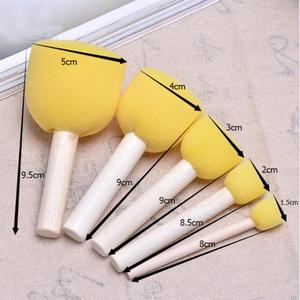 Lot de 5 pinceaux éponge à manche en bois pour enfants, pour <span class=keywords><strong>dessin</strong></span>, <span class=keywords><strong>peinture</strong></span>, graffiti, fournitures scolaires - Product Image 5
