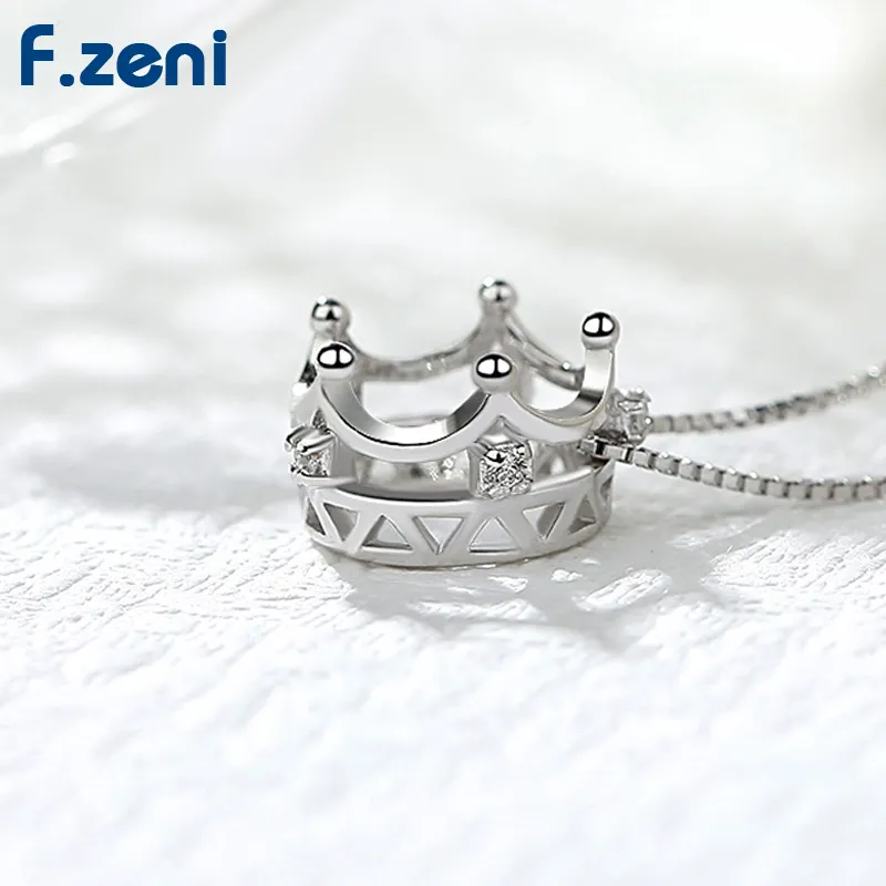 Women Jewelry Crown Pendant Necklace High Quality Platinum Plating S925 Silver 925 Sterling Silver Pendants or Charms Zircon