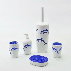 Accessoires de salle de bain, 20 pièces, acrylique bleu, dauphin - Product Image 1