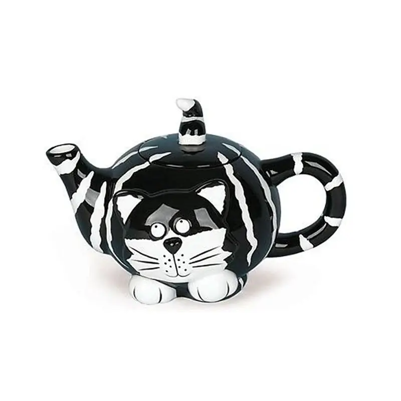 थोक प्यारी बिल्ली पशु के आकार का चीनी मिट्टी चायदानी अनुकूलित कॉफी पानी की केतली मजेदार कार्टून बिल्ली प्रेमी के लिए चीनी मिट्टी के बरतन चाय के बर्तन