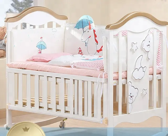 1 में 4 परिवर्तनीय लकड़ी बच्चे पालना पालना/foldable बच्चे बिस्तर
