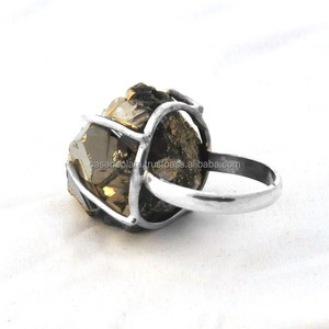 SSR 7 Pyrite À La Mode 925 En argent Sterling anneau de pierre conceptions uniques Bague Bague de fantaisie tendance - Product Image 3