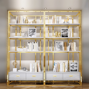 Simple Style Backless <strong>Bookshelves</strong> 70 Inch <strong>Tall</strong> White Open Back Display Bookcase Gold Metal Frame Multifunctional Bookshelf - Product Image 3