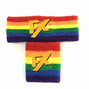 卸売LGBTコットンテリーヘッドバンド刺繍ロゴゲイプライドリストバンドスウェットバンド - Product Image 6