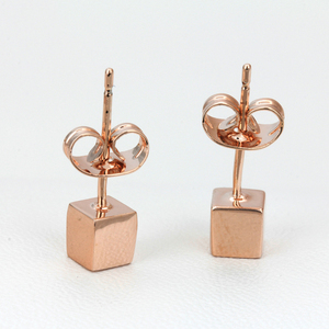<strong>Top</strong> Quality Concise Cube Stud <strong>Earrings</strong> Rose Gold Color for Women Girl Party Birthday Fashion Jewelry Wholesale E536 - Product Image 5
