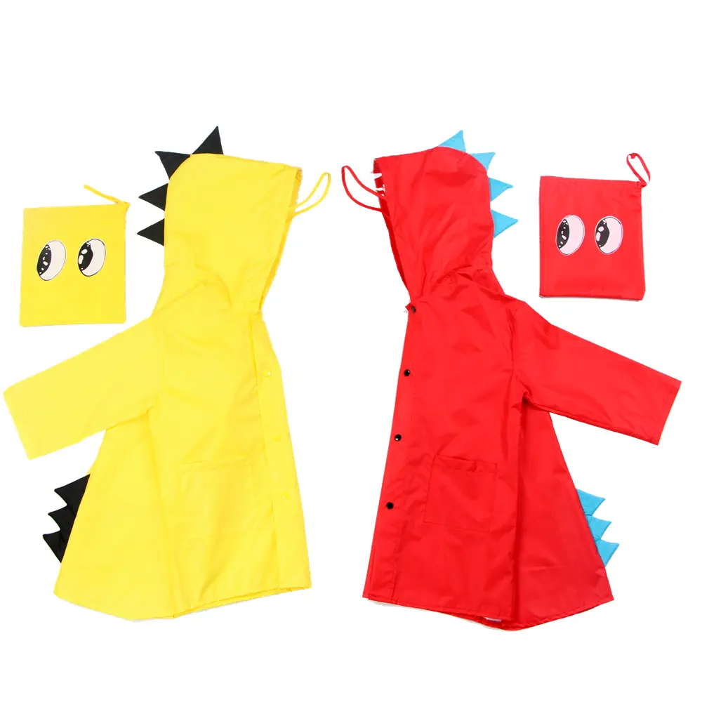 Outdoor Cartoon Fashion Cute 3D Little Dinosaur Children Waterproof Polyester PU raincoat for Kids Toddler Baby Kindergarten