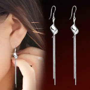 Luxury Women's 925 Sterling Silver Long Dangle Earrings Tassel Drop Earrings
