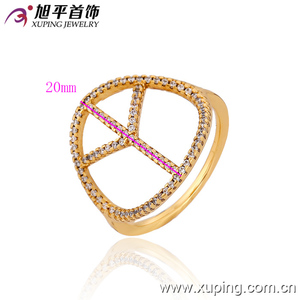 12769 Xuping 18k color <span class=keywords><strong>oro</strong></span> salvaje anillo retro signo de la paz con micro estrás blancos para mujeres - Product Image 2