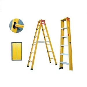 Double Sided Cách Điện Stepladder Bước Grp Cách Điện Sợi Thủy Tinh Gia Cố Nhựa (frp) Thang