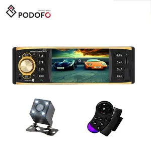 Podofo 1 दीन 4 ''HD कार MP5 प्लेयर Autoradio बीटी एफएम रेडियो औक्स यूएसबी एसडी + स्टीयरिंग व्हील नियंत्रण और रियर व्यू कैमरा