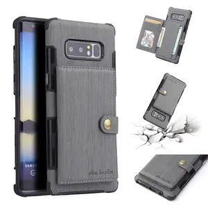 Capa de celular de couro, capa de celular à prova de choque com suporte para cartão, habitação traseira para samsung s8, s9, note 8, note 8, note8, note 9