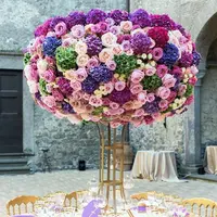 GIGA 2022 गिलास गेंद टेबल लैंप बैंगनी शादी centerpiece और फूल स्टैंड क्रिस्टल
