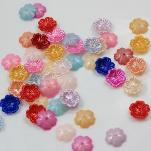 Großhandel 12mm Mischfarbe Blumen form Halbrunde Perlen Perlen ABS Perlen Für Handy Aufkleber Schmuck Zubehör