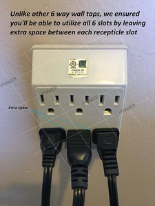 2 de Courant alternatif de fourche de Prise Murale Sur L'interrupteur Marche/Arrêt Robinet Adaptateur parafoudre - Product Image 5