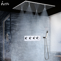 Robinets de douche carrés 20 pouces avec mitigeur thermostatique, salle de bains, LED, ensemble de douche à haute pression, douche de pluie, SPA