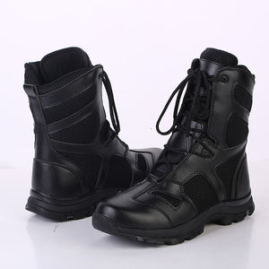 บูทต่อสู้หนังสีดำระบายอากาศได้ดีกันน้ำความสูงถึงข้อเท้ารองเท้าบูตเดินป่ากลางแจ้งสำหรับฤดูร้อนฤดูหนาว - Product Image 4
