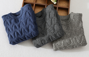P18B119TR Children's Boy Cotton O Neck <strong>Cable</strong> <strong>Knit</strong> <strong>Sweater</strong> - Product Image 6
