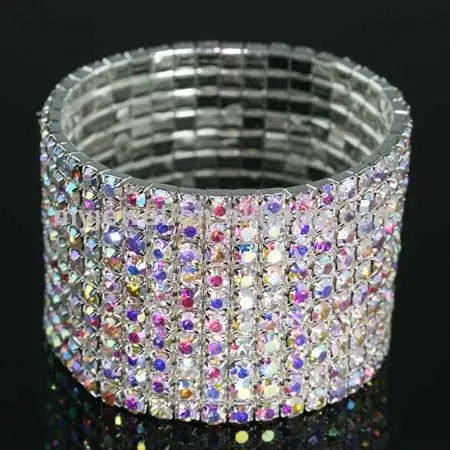 Bracelet-B1057-S elástica de diamantes de imitación a la moda/pulseras de cuentas de plástico baratas al por mayor