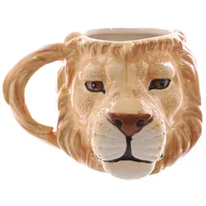 3D狮王陶瓷咖啡杯，定制瓷器动物奶杯