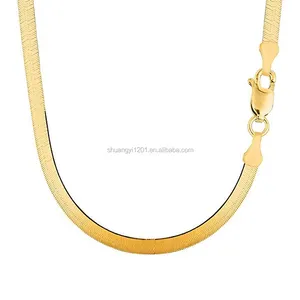 Gold Überzogene Kupferflach Schlangenkette Halsketten Fashion Frauen Männer Fischgräten Kette