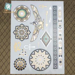 <span class=keywords><strong>Tatuajes</strong></span> <span class=keywords><strong>Temporales</strong></span> metálicos de FLASH de larga duración de la hoja de oro del vendedor superior - Product Image 2