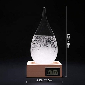 Décoration De la maison Artisanat En Verre Prévisions Météo <span class=keywords><strong>Predictor</strong></span> Tempête Verre Numérique Fahrenheit Thermomètre et Humidité Compteur - Product Image 5