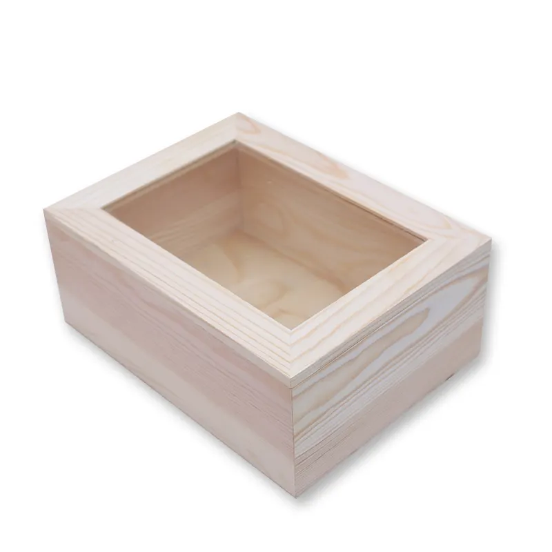 Bela caixa de presente de madeira madeira natural chakra claro tampa superior
