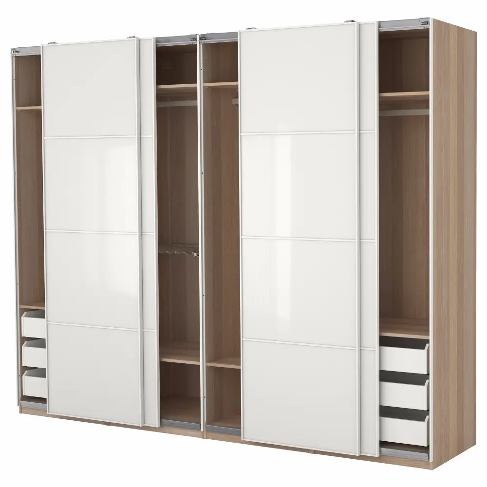 Quarto quarto deslizante design interior, marrom, armário de madeira, branco, portas deslizantes de madeira