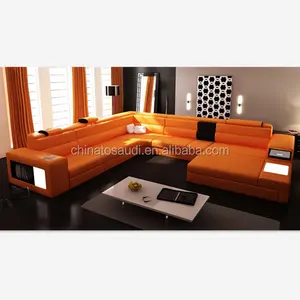 Genuine leather living room classy design sectional modern sofa set