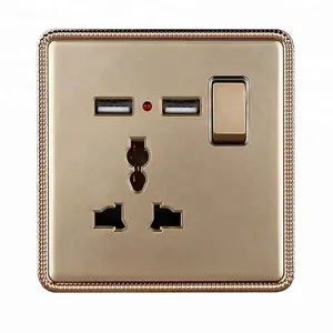 1 gang 3 pin wall switch socket with 2 usb