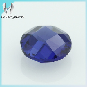 Ronda Doble tablero de Ajedrez Azul <span class=keywords><strong>Zafiro</strong></span> Piedra de Corindón Sintético - Product Image 1