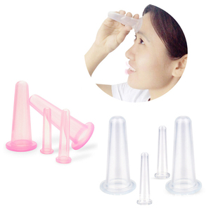 Ensemble de 4 petites ventouses faciales en silicone Kit de tasses de massage sous vide pour la thérapie et la relaxation - Product Image 1