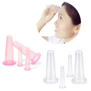 4-Piece Small Silicone Facial Cupping Set Eye Face Vacuum Massage Cups Kit for Therapy and Relaxation