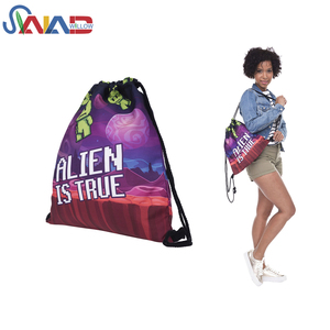Pas cher personnalisé sling en cuir recycler polyester cordon sac à dos net pour <span class=keywords><strong>les</strong></span> sports - Product Image 1