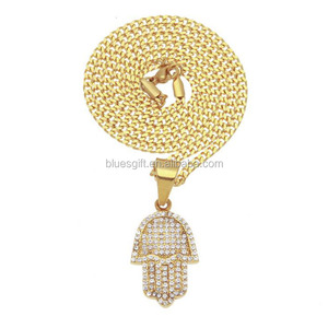 Blues OEM order Fashion acciaio inossidabile Evil of Eye Hamsa <span class=keywords><strong>fatima</strong></span> <span class=keywords><strong>collana</strong></span> <span class=keywords><strong>con</strong></span> ciondoli a <span class=keywords><strong>mano</strong></span> per gioielli religiosi - Product Image 5