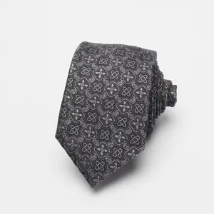 高品质批发定制奢华设计师批发黑色领带手工真丝男士正式领带