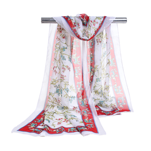 Sciarpa <span class=keywords><strong>di</strong></span> <span class=keywords><strong>seta</strong></span> floreale in <span class=keywords><strong>Chiffon</strong></span> <span class=keywords><strong>di</strong></span> alta qualità 30D sciarpa in <span class=keywords><strong>Chiffon</strong></span> stampata da donna - Product Image 2