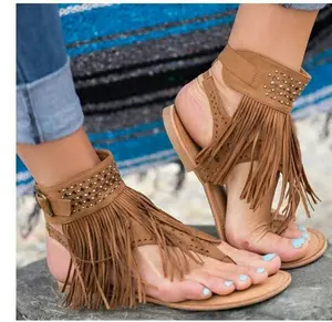 Sandali estivi moda Bohemia sandali piatti scarpe donna String Bead infradito Western