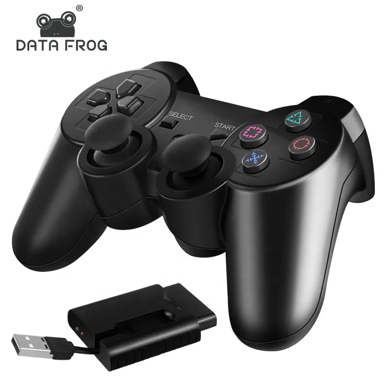 Data Frog ตัวควบคุมเกมไร้สาย2.4G,เกมแพดระยะไกล PS2/PS3สำหรับโทรศัพท์แอนดรอยด์/กล่องทีวี/สมาร์ททีวีเกมแพดสำหรับพีซี