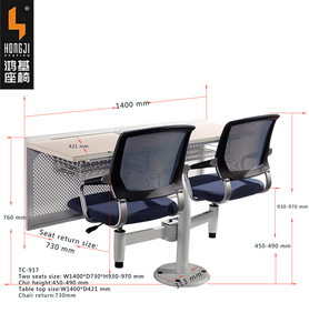 Muebles modernos de la Escuela de mesa de estudio doble asientos silla giratoria estudiante escritorio y silla de madera de la tableta de escritura - Product Image 4