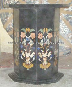 Base de trabajo con incrustación de mármol negro, hecha a mano - Product Image 1