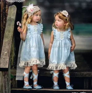 Boutique vintage clothing flutter sleeve summer 3 year old girl dress kids frock designs for baby girl