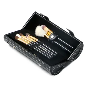 SFM Brand Wholesale 9pcs Black Portable Travel Cosmetic Brush Kit Makeup Brush Set With Mirror Bucket Makeup Brush Set