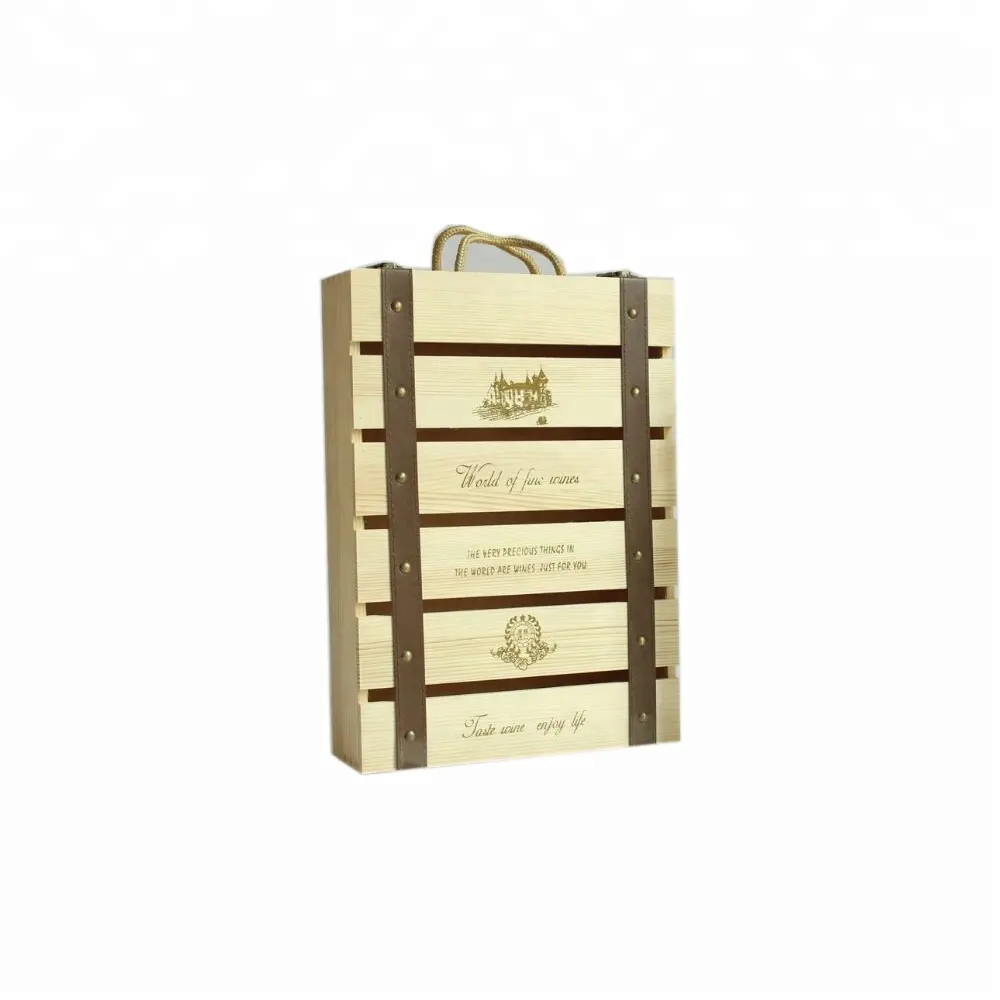 高級装飾ワインギフトボックス4パックボトル木製アイスワインボックス