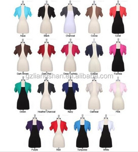 Hot Selling OEM New Summer Women Plain Shirred Ruched Short Sleeve Cotton <strong>Bolero</strong> Top Crop Shrug Jacket <strong>Cardigan</strong> - Product Image 2