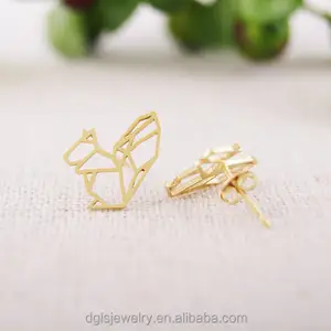 Pendientes pequeños origami ardilla pendientes elegantes y discretos joyería fina y delicada