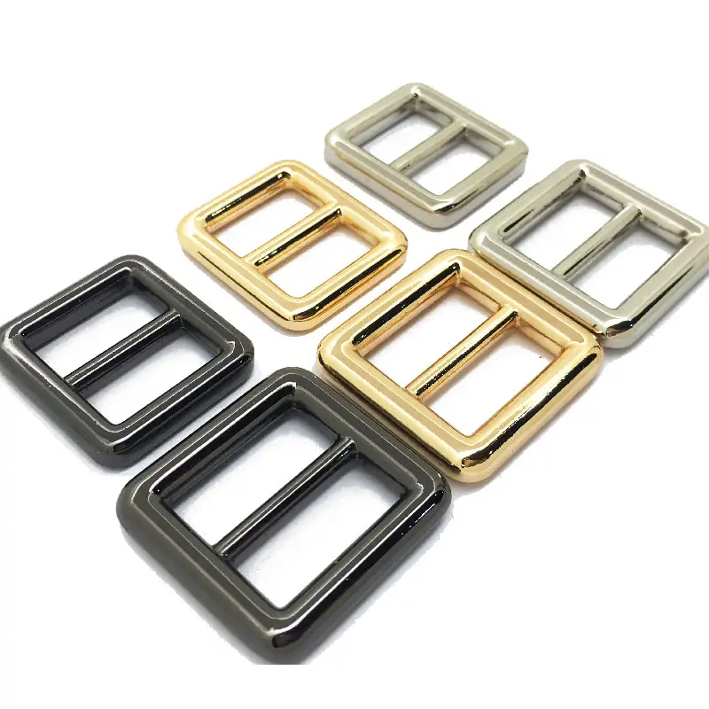 Silver Metal 1 Inch Tri-Glide Square 20Mm Bag Belt Metal Adjustable Sliding Bar Adjuster Slide Buckle