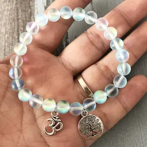 SN1533 8mm Stone Women`s Yoga Bracelet Wrist Mala Jewelry Healing Meditation Bracelet With Tree Of Life