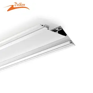 Profil LED Gypsum Delkon 143X46Mm, Pencahayaan Langsung dan Tidak Langsung, Profil LED Aluminium Drywall untuk Pencahayaan Cove