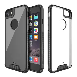 Lujo al por mayor delgada transparente TPU PC 2 en 1 TPU teléfono celular caso cubierta para el iPhone 8 encargo